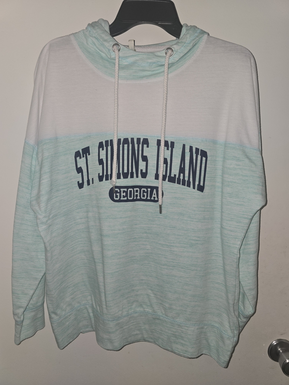 Georgia Lightweight Cowl Neck Pullover - Mint/White